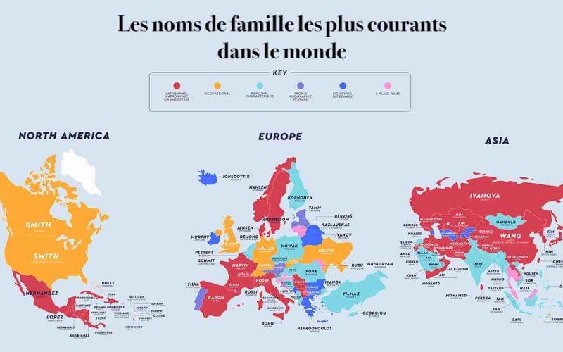 Une carte fascinante révèle les noms de famille les plus courants dans